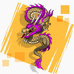 Flying colorful Dragon vector Background