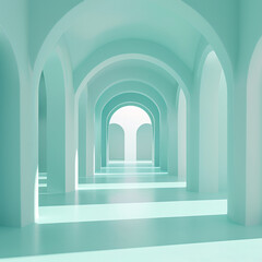 Calming turquoise 3D rendering, ideal for tranquil architectural projects.