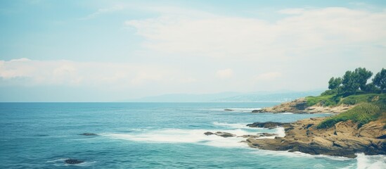 Obraz premium view of the coast of the sea. Creative banner. Copyspace image