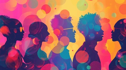 Colorful abstract depicting the vibrant energy and diversity of a professional LGBTQ networking event where individuals from various industries and interests come together in a spirit of inclusion