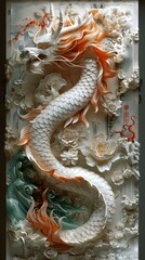Fototapeta premium Paper Art: Chinese Dragon Sculpture