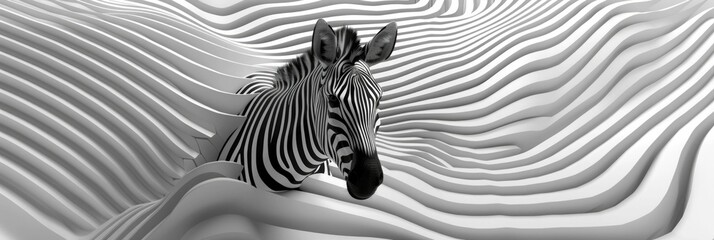 Mesmerizing Geometric Zebra Stripes Flowing in a Hypnotic Black and White Pattern Abstract Stylized Animal with Minimalist Digital Design Elements