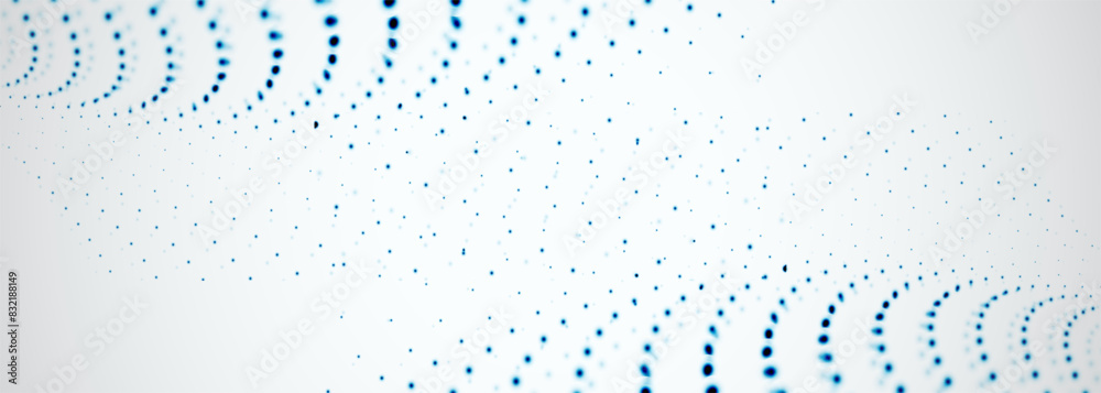 Poster Vector abstract digital technology blue particle dots on white background. Vector illustration futuristic ai technological banner concept