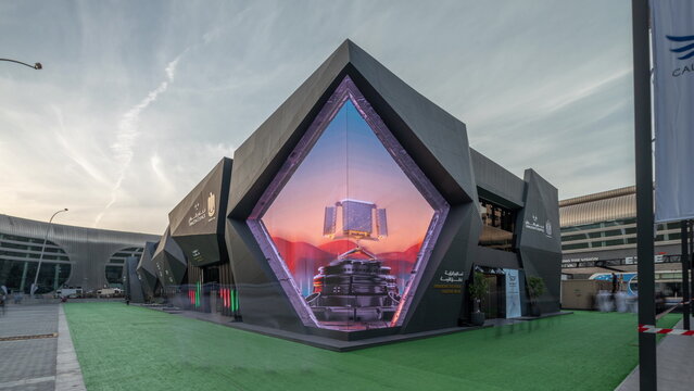 The International Defence Exhibition and Conference, IDEX timelapse hyperlapse. Abu Dhabi, UAE