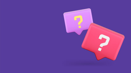 Question mark quick tips quiz brainstorm knowledge information 3d icon realistic vector illustration
