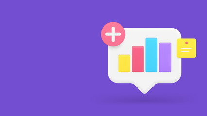 Bar diagram graph add quick tips management business analyzing 3d icon realistic vector illustration