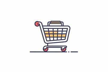 Simple flat design shopping cart icon on white background