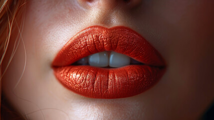 Obraz premium Close-up of perfect Beautiful plump lips on a woman's face.