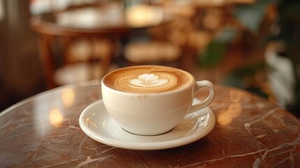 Fototapeta premium cup of coffee on table in cafe 