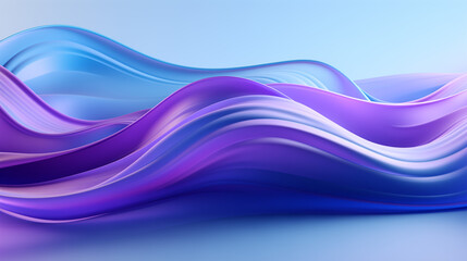 Fototapeta premium 3D render of an abstract blue and purple wave shape on a light background, with smooth curves and wavy lines, in a modern and futuristic design concept.