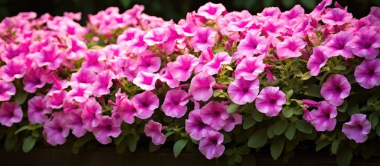 The petunias pink flowers. Creative banner. Copyspace image