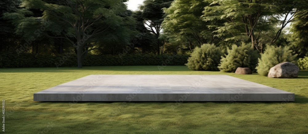 Aufkleber concrete slab on grass. creative banner. copyspace image