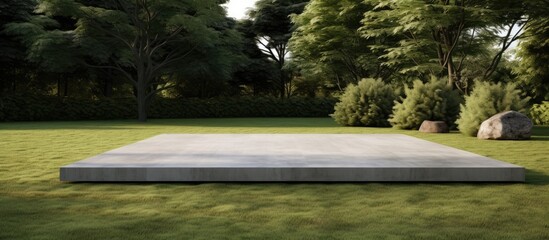 concrete slab on grass. Creative banner. Copyspace image