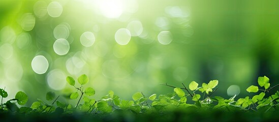 Bokeh green nature background. Creative banner. Copyspace image
