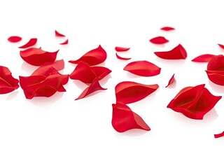 Isolated set of red rose petals against a transparent backdrop.