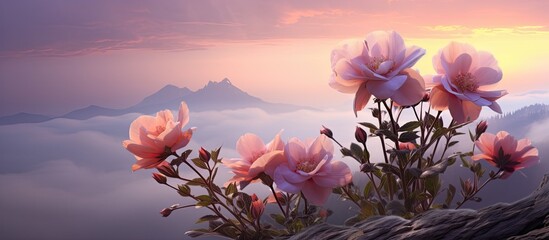 Beautiful flowers in the morning. Creative banner. Copyspace image