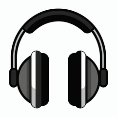 Black headphones vector illustration on a white background 