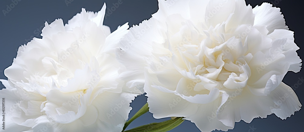 Poster clean softness of white carnation closeup for macro floral photo. creative banner. copyspace image