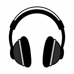 Black headphones vector illustration on a white background 