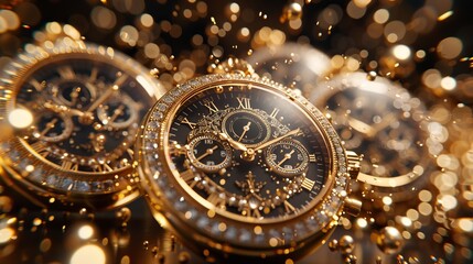 A mesmerizing scene  clocks descending, a cascade of falling timepieces captured in motion