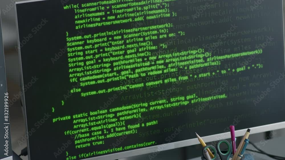 Wall mural tilt up medium shot of unrecognizable female office system administrator writing program code on com