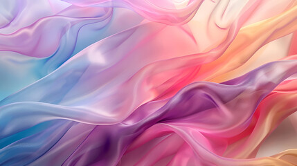 abstract background with smooth silk or satin in pink and blue colors ,Holographic waved silk background with folds ,