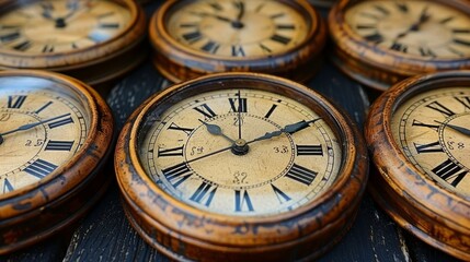 Clocks descending in a cascade of timepieces falling downward in a mesmerizing display