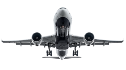 Wide body passenger airliner flying