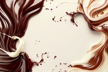World chocolate day, a stylish mockup featuring a blend of dark, milk, and white chocolate swirls