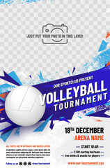 Volleyball tournament poster template with ball