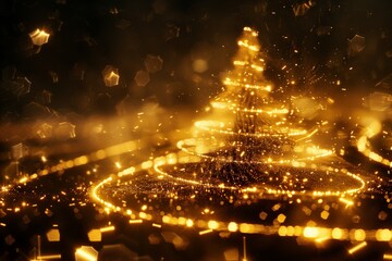 Obraz premium the silhouette of the christmas tree is depicted