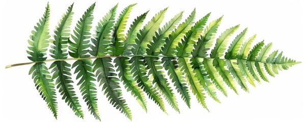 Elegant botanical illustration of a fern leaf, isolated white background, high detail, natural beauty
