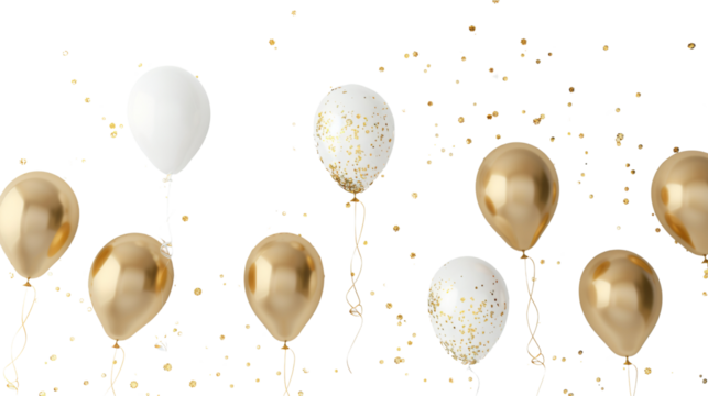 White gold birthday balloons