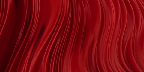 Dark red silk fabric. Abstract wave silk textured glossy red background