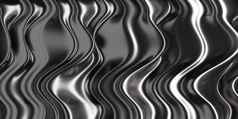 Abstract grey metallic wavy aluminium background. Wavy silver design