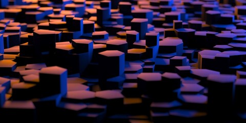 Fototapeta premium Abstract geometric background with colored light. Futuristic blocks design