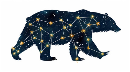 Illustration of the Bear Constellation on White Background.