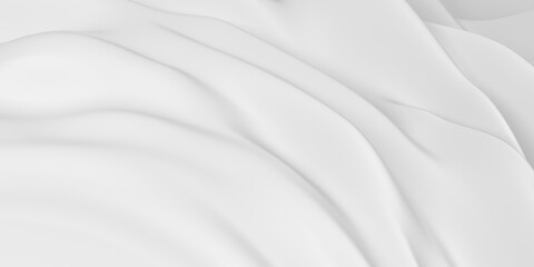 Abstract white waves with soft shadows. Contemporary smooth background