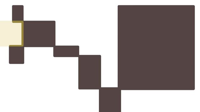 Geometric animation consists of rectangular shapes connected at the ends. A horizontal pillar of light emerges from the top of the structure.