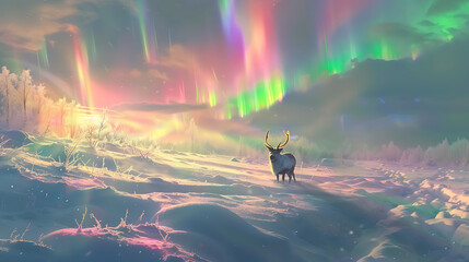 Enchanted Winter's Radiance: A Symphony of Northern Lights and Frosted Dreams