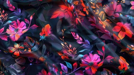 Abstract Floral Digital Print Seamless Dupatta Design