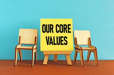 Our core values are shown using the text on the board