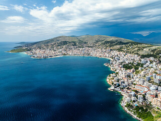 Obraz premium Saranda from a drone, Albanian Riviera, Albania