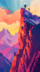 Timeless Mountain Beauty: Illustrated for All to Appreciate, Epic Mountain Adventures: Illustrated with a Touch of Adventure, Mountain Landscape Illustration, Nature&rsquo;s Peaks Illustration