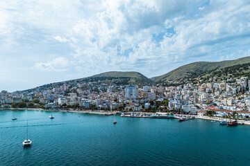 Saranda from a drone, Albanian Riviera, Albania