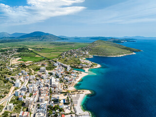 Saranda from a drone, Albanian Riviera, Albania