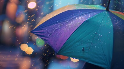 The colorful umbrella in rain