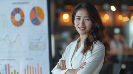 Businesswoman with Data Analysis Charts.