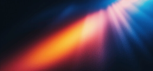 Obraz premium Vintage Grainy Gradient Background with Colorful Light Beams in Blue and Orange