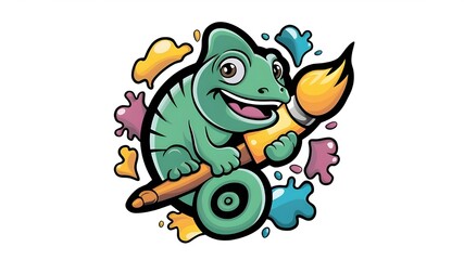 Fototapeta premium Cartoon Chameleon Mascot Logo